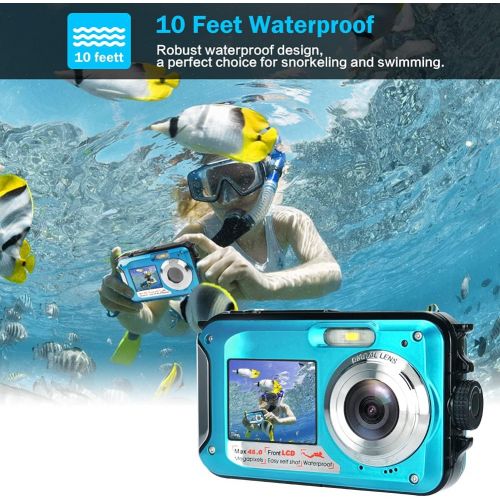  [아마존베스트]S & P Safe and Perfect Underwater Camera, Waterproof Camera Full HD 2.7K 48MP Waterproof Camera Digital with Dual Screen, 16X Digital Zoom and Self-Timer (WP01)