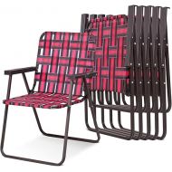 S AFSTAR Beach Chair Set of 6, Portable Folding Chairs with Stable Steel Frame & Comfort Armrest, Load Bearing Up to 265 LBS, Lightweight Lawn Chairs, 6 PCS Camping Chairs for Outside Outdoor (Red)