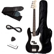 [아마존베스트]Safstar Electric Bass Guitar Full Size 4 Strings with Amp Cord Strap Bag Package for Starter Beginners (Black)