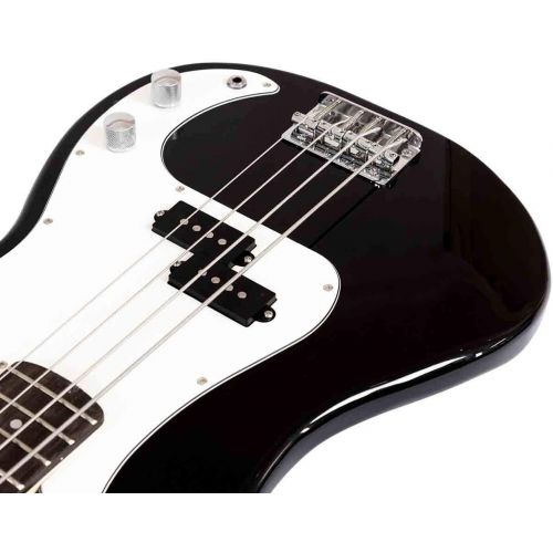  [아마존베스트]Safstar Electric Bass Guitar Full Size 4 Strings with Amp Cord Strap Bag Package for Starter Beginners (Black)