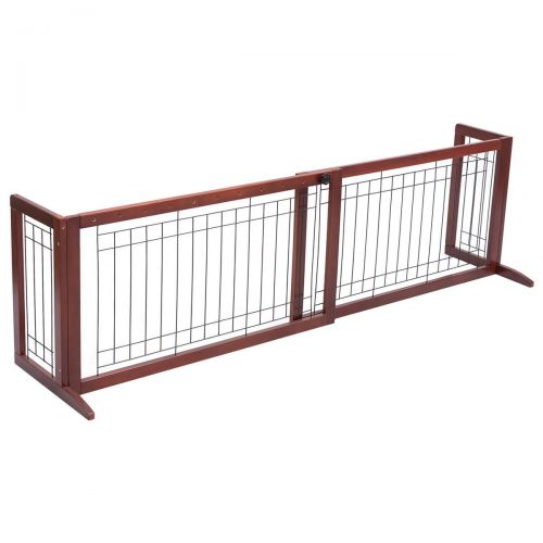  S AFSTAR Safstar Adjustable Freestanding Wooden Pet Dog Gate Solid Fence Playpen for Indoor Home and Office Use