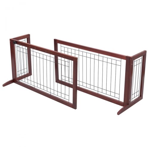  S AFSTAR Safstar Adjustable Freestanding Wooden Pet Dog Gate Solid Fence Playpen for Indoor Home and Office Use