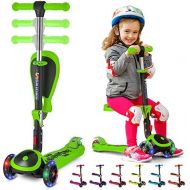 [아마존베스트]S SKIDEE Scooter for Kids with Folding/Removable Seat  Adjustable Height, 3 LED Light Wheels, 3 Wheels Kick Scooter for Girls & Boys