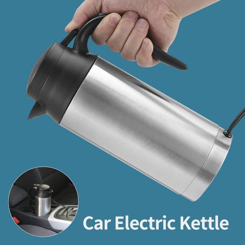  [아마존베스트]Car Kettle Boiler Sunsbell 750ml Car Heating Travel Cup Stainless Steel Mug Car Coffee Cup Warmer with DC 12V Charger (Kettle Boiler)