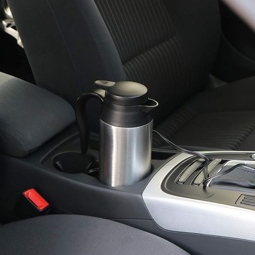  [아마존베스트]Car Kettle Boiler Sunsbell 750ml Car Heating Travel Cup Stainless Steel Mug Car Coffee Cup Warmer with DC 12V Charger (Kettle Boiler)