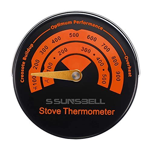  S SUNSBELL Magnetic Stove, Thermometer Wood Burner, Top Thermometer Stove, Thermometer Fireplace Accessories, Temperature Meter Stove Flue Pipe, for Avoiding Stove Fan Damaged by O