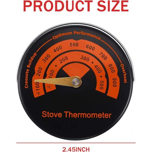  S SUNSBELL Magnetic Stove, Thermometer Wood Burner, Top Thermometer Stove, Thermometer Fireplace Accessories, Temperature Meter Stove Flue Pipe, for Avoiding Stove Fan Damaged by O