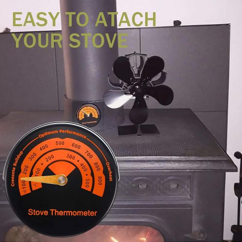  S SUNSBELL Magnetic Stove, Thermometer Wood Burner, Top Thermometer Stove, Thermometer Fireplace Accessories, Temperature Meter Stove Flue Pipe, for Avoiding Stove Fan Damaged by O