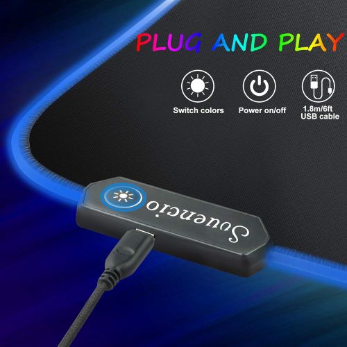  S SVUENCIO RGB Extended Gaming Mouse pad,Large led Gaming Mouse pad with 14 Lighting Modes and 2 Brightness Levels,Non-Slip and Waterproof Soft Mouse mat Suitable for Gamer/e-Sport pros/Offic