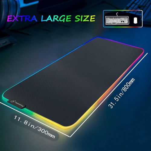  S SVUENCIO RGB Extended Gaming Mouse pad,Large led Gaming Mouse pad with 14 Lighting Modes and 2 Brightness Levels,Non-Slip and Waterproof Soft Mouse mat Suitable for Gamer/e-Sport pros/Offic