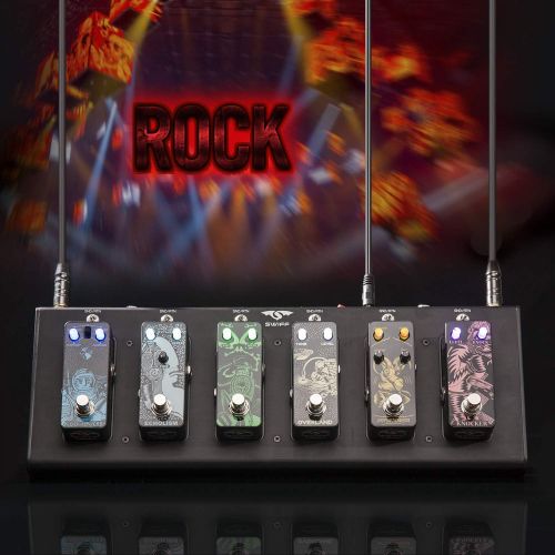  S SWIFF SWIFF Rock Style Cable Free Guitar Multi Effects Pedal Board Outdoor Music Guitar Pedalboard with 6pcs Digital Pedals - Compressor Distortion Overdrive Chorus Delay Reverb etc.