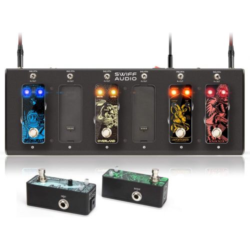  S SWIFF SWIFF Rock Style Cable Free Guitar Multi Effects Pedal Board Outdoor Music Guitar Pedalboard with 6pcs Digital Pedals - Compressor Distortion Overdrive Chorus Delay Reverb etc.