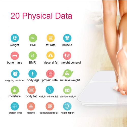  S-D-A Tempered Glass Body Fat Scale Floor Smart Bluetooth,White