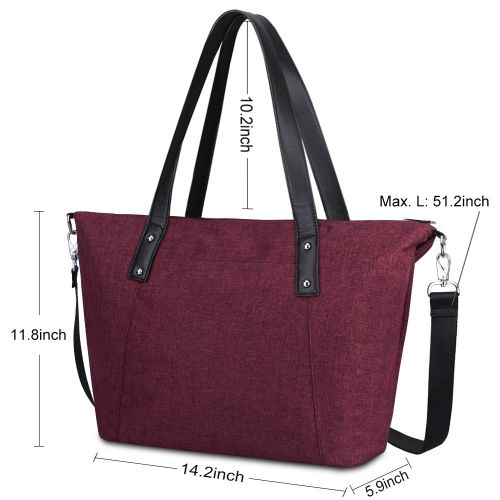  S-ZONE Large Baby Diaper Tote Bag with Changing Pad and Stroller Straps - Designer Fashion Ladies Handbag (Wine Red)