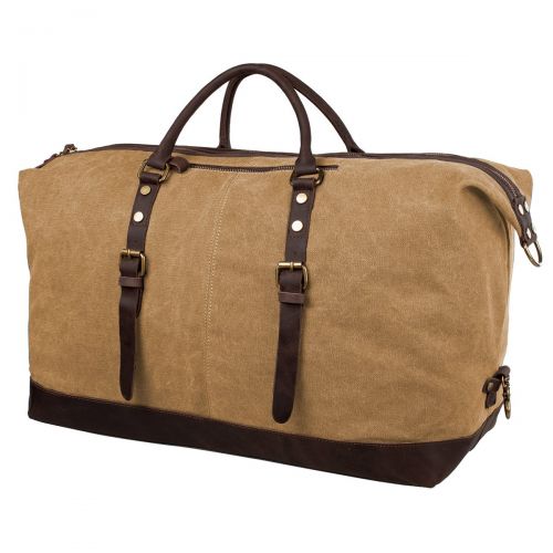  S-ZONE Oversized Canvas Genuine Leather Trim Travel Tote Duffel Shoulder Weekend Bag Weekender Overnight Carryon Handbag