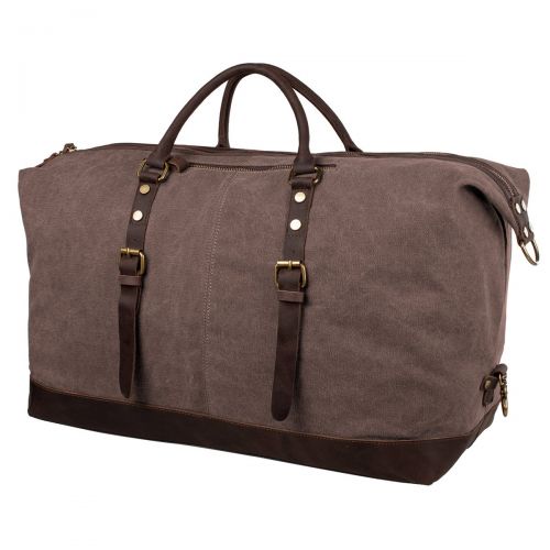  S-ZONE Oversized Canvas Genuine Leather Trim Travel Tote Duffel Shoulder Weekend Bag Weekender Overnight Carryon Hand Bag