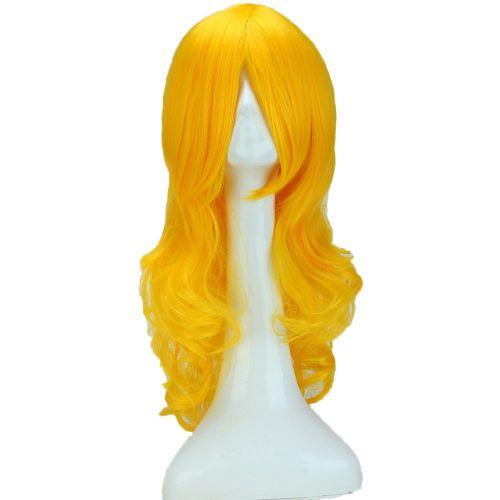  S-noilite 2-5 Days Delivery Unisex Japanese Anime Cosplay Wigs Synthetic Long Curly Full Party Costume Wig Layered with Bangs and Cap Halloween Wigs for Women Men Girl Boy Teens (24-Curly,Ye