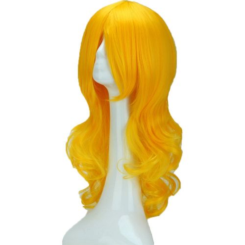  S-noilite 2-5 Days Delivery Unisex Japanese Anime Cosplay Wigs Synthetic Long Curly Full Party Costume Wig Layered with Bangs and Cap Halloween Wigs for Women Men Girl Boy Teens (24-Curly,Ye