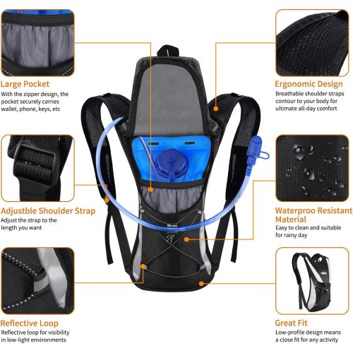  [아마존베스트]S.K.L Hydration Pack - Hydration Backpack with 2 Liter Water Bladder - Lightweight Water Backpack for Running Hiking Cycling Biking Climbing Camping