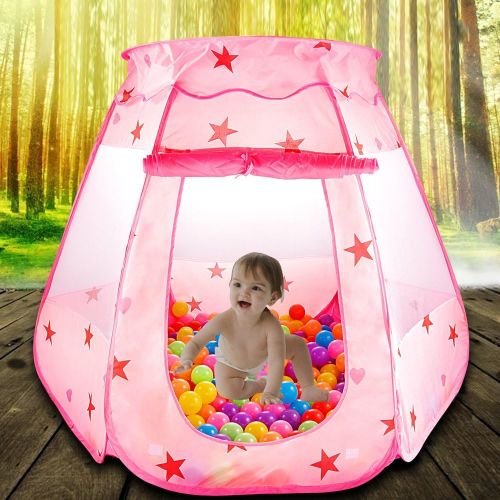  [아마존베스트]S.K.L Kids Princess Play Tent Foldable Popup Balls House for Children Indoor and Outdoor(balls not included), 47 L x 35 H, Pink