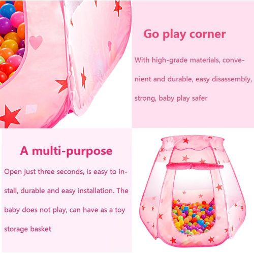  [아마존베스트]S.K.L Kids Princess Play Tent Foldable Popup Balls House for Children Indoor and Outdoor(balls not included), 47 L x 35 H, Pink