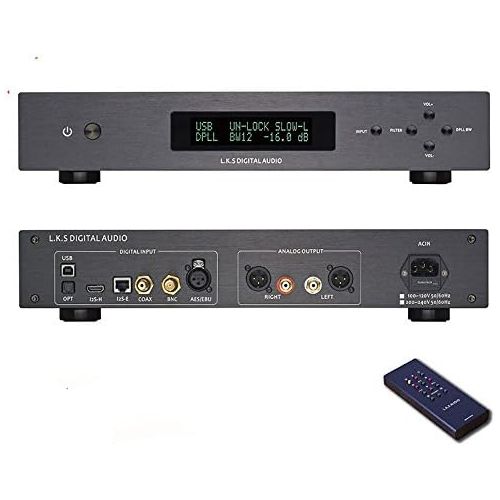  S.K.L L.K.S Audio MH-DA004 Dual ES9038pro Flagship DAC DSD Input Coaxial BNC AES EBU for DoP USB I2S Optical Audio Decoder (Black Upgraded USB Version)