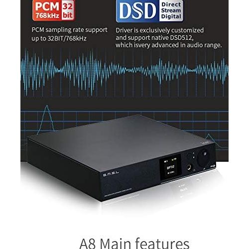  S.M.S.L SMSL A8 HIFI Audio Digital Power Amplifier DAC and Headphone Amplifier Uses Latest XMOS Solution and ICEpower 125Wx2 Module and AK4490 DAC,Supports PCM 768khz DSD512