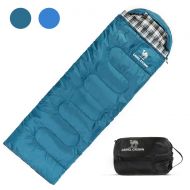 SABRE CAMELSPORTS Comfortable Attached Pillow Cotton Sleeping Bag with Compression Sack Lightweight Great for 4 Season Camping, Hiking, Traveling, Backpacking, Outdoor Activities Fits Ad