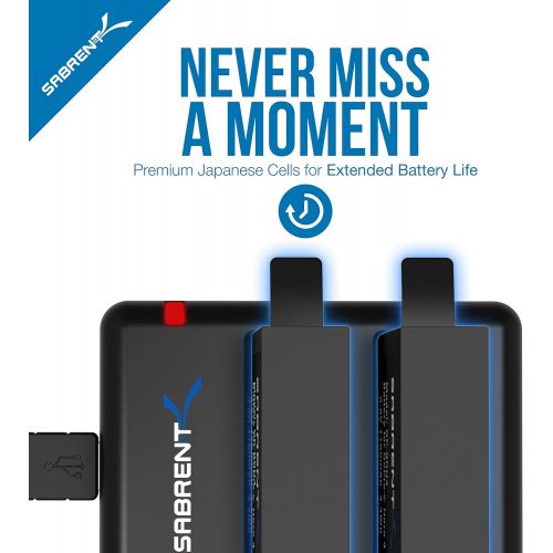  Sabrent 2 Pack Battery Set with Dual Battery Charger for GoPro HERO4 [AHDBT-401, AHBBP-401] (GP-KTH4)