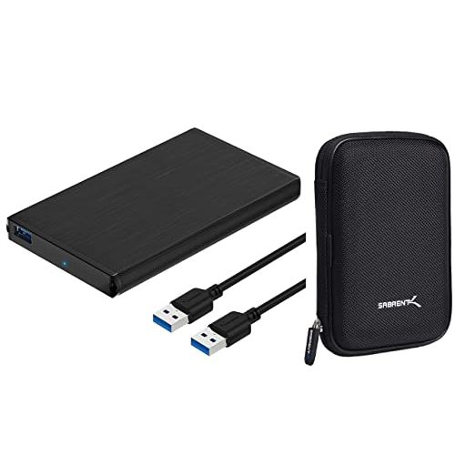  Sabrent EVA Shockproof Hard Carrying Case Pouch for External 2.5 Hard Drive + Ultra Slim USB 3.0 to 2.5-Inch SATA External Aluminum Hard Drive Enclosure