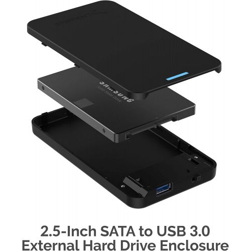  SABRENT 2.5-Inch SATA to USB 3.0 Tool-Free External Hard Drive Enclosure + Premium 3-Port Aluminum Mini USB 3.0 Hub