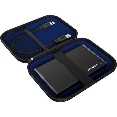  Sabrent Ultra Slim USB 3.0 to 2.5-Inch SATA External Aluminum Hard Drive Enclosure + EVA Shockproof Hard Carrying Case Pouch for External 2.5 Hard Drive