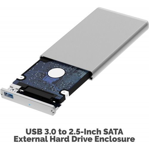  Sabrent Ultra Slim USB 3.0 to 2.5-Inch SATA External Aluminum Hard Drive Enclosure + EVA Shockproof Hard Carrying Case Pouch for External 2.5 Hard Drive