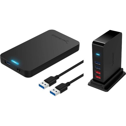  SABRENT 2.5-Inch SATA to USB 3.0 Tool-Free External Hard Drive Enclosure + 7 Port USB 3.0 HUB + 2 Charging Ports with 12V/4A Power Adapter