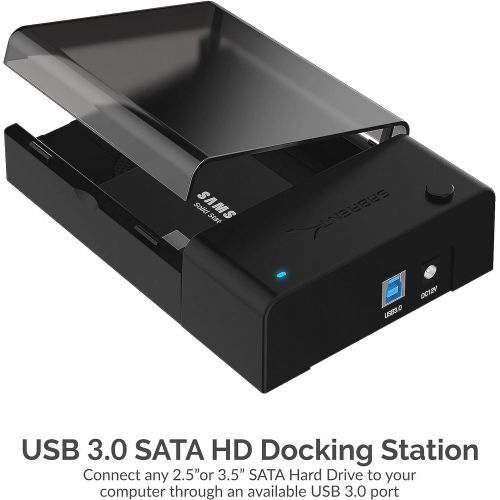  Sabrent USB 3.0 to SATA External Hard Drive Lay-Flat Docking Station with Built-in Cooling Fan + 22AWG 6 Feet USB 3.0 Extension Cable