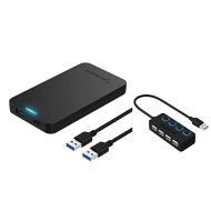 SABRENT 2.5-Inch SATA to USB 3.0 Tool-Free External Hard Drive Enclosure + 4-Port USB 2.0 Hub with Individual LED lit Power Switches