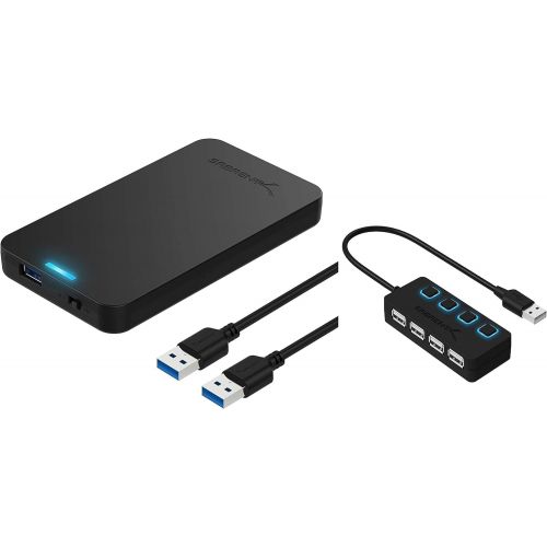  SABRENT 2.5-Inch SATA to USB 3.0 Tool-Free External Hard Drive Enclosure + 4-Port USB 2.0 Hub with Individual LED lit Power Switches