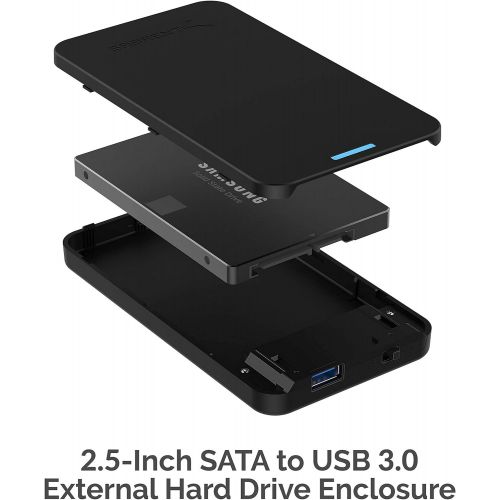  SABRENT 2.5-Inch SATA to USB 3.0 Tool-Free External Hard Drive Enclosure + 4-Port USB 2.0 Hub with Individual LED lit Power Switches