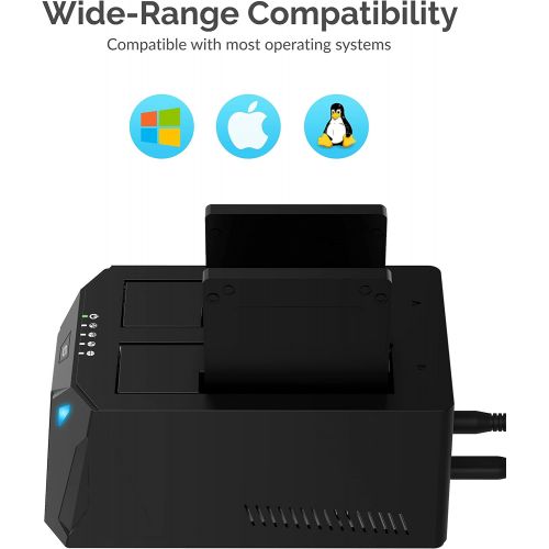  Sabrent USB Type-C SATA 2.5” & 3.5” Dual Bay Hard Drive Docking Station Offline Cloning Up to 5Gbps Tool-Free Installation (EC-CH2B)