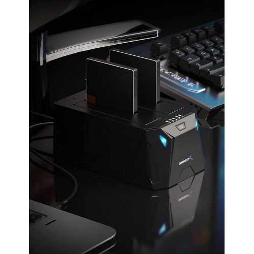  Sabrent USB Type-C SATA 2.5” & 3.5” Dual Bay Hard Drive Docking Station Offline Cloning Up to 5Gbps Tool-Free Installation (EC-CH2B)