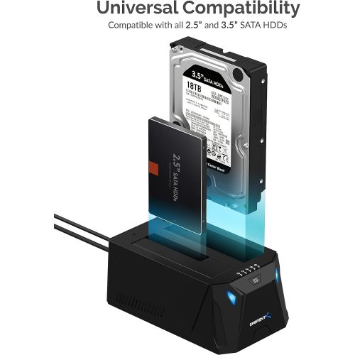  Sabrent USB Type-C SATA 2.5” & 3.5” Dual Bay Hard Drive Docking Station Offline Cloning Up to 5Gbps Tool-Free Installation (EC-CH2B)