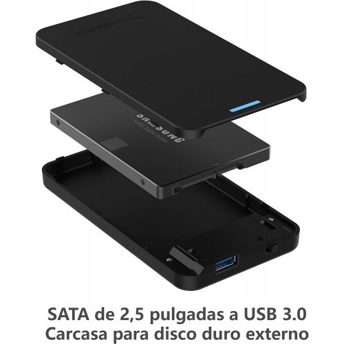  SABRENT 2.5-Inch SATA to USB 3.0 Tool-Free External Hard Drive Enclosure [Optimized for SSD, Support UASP SATA III] Black (EC-UASP)