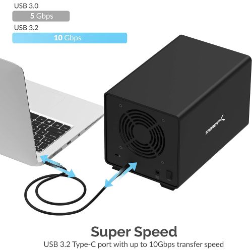  Sabrent USB 3.2 4-Bay 3.5 SATA Hard Drive Tray-Less Docking Station (DS-SC4B)