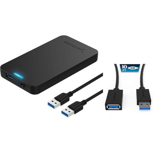  SABRENT 2.5-Inch SATA to USB 3.0 Tool-Free External Hard Drive Enclosure + 22AWG 10 Feet USB 3.0 Extension Cable