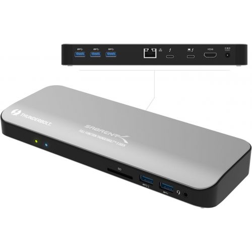  Sabrent Thunderbolt 3 Docking Station with Power Delivery up to 60W Charging for WindowsMacOS Devices - Dual-4K Display (DS-TH3C)