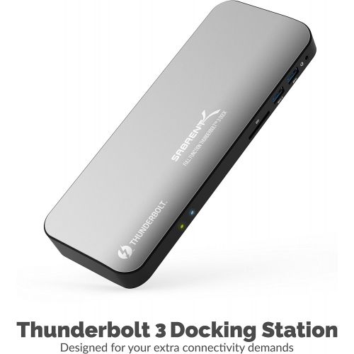  Sabrent Thunderbolt 3 Docking Station with Power Delivery up to 60W Charging for WindowsMacOS Devices - Dual-4K Display (DS-TH3C)