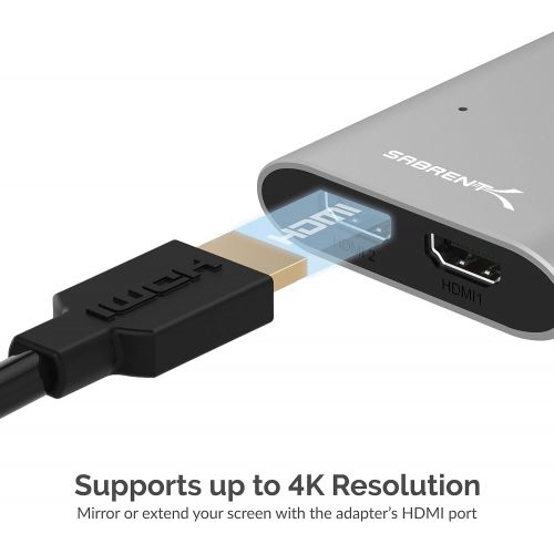  Sabrent USB Type-C Dual HDMI Adapter [Supports Up to Two 4K 30Hz Monitors, Compatible with Windows Systems Only] (DA-UCDH)