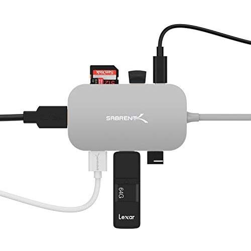  Sabrent 8-in-1 USB Type-C Hub with HDMI(4K) Output, 3 USB 3.0 Ports, 1 USB 2.0 Port, SDMicroSD Multi-Card Reader [4K and Power Delivery Support] (DS-UHCR)