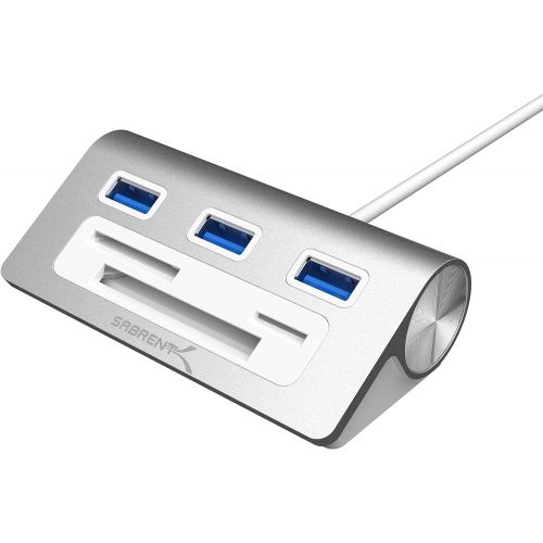  Sabrent Premium 3 Port Aluminum USB 3.0 Hub with Multi-in-1 Card Reader (12 Cable) for iMac, All MacBooks, Mac Mini, or Any PC (HB-MACR)