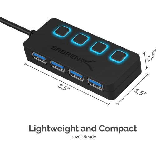  Sabrent 4-Port USB 3.0 Hub with Individual LED Power Switches (HB-UM43)